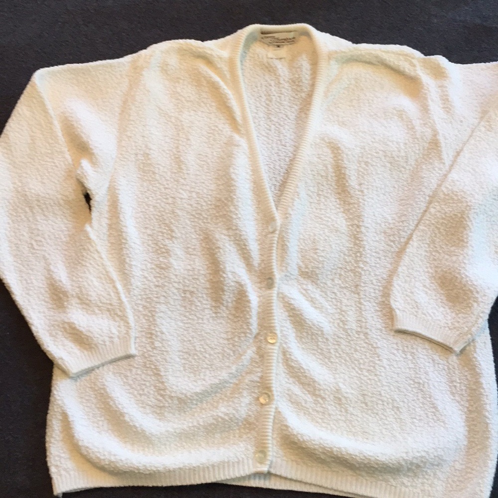 Norm Thompson white cardigan sweater size M